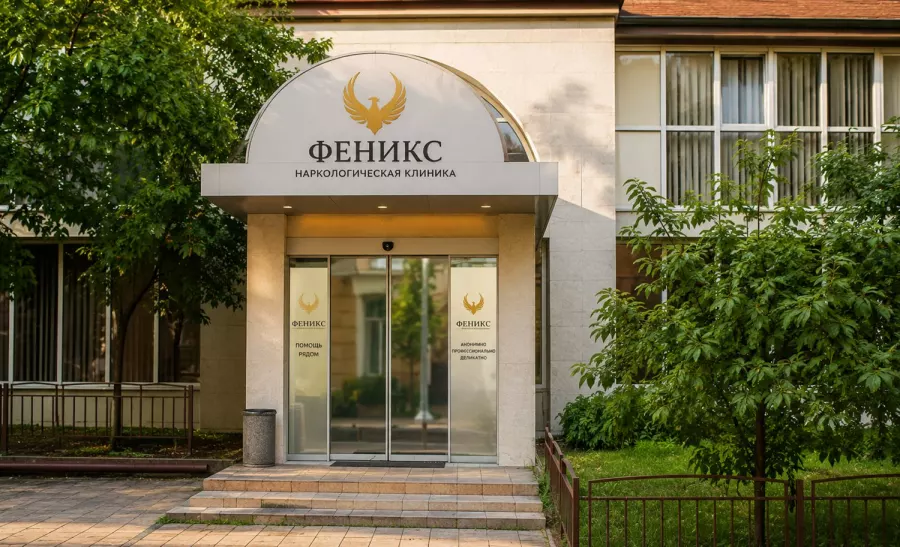 Вход в наркологическую клинику «Феникс» в Звенигороде